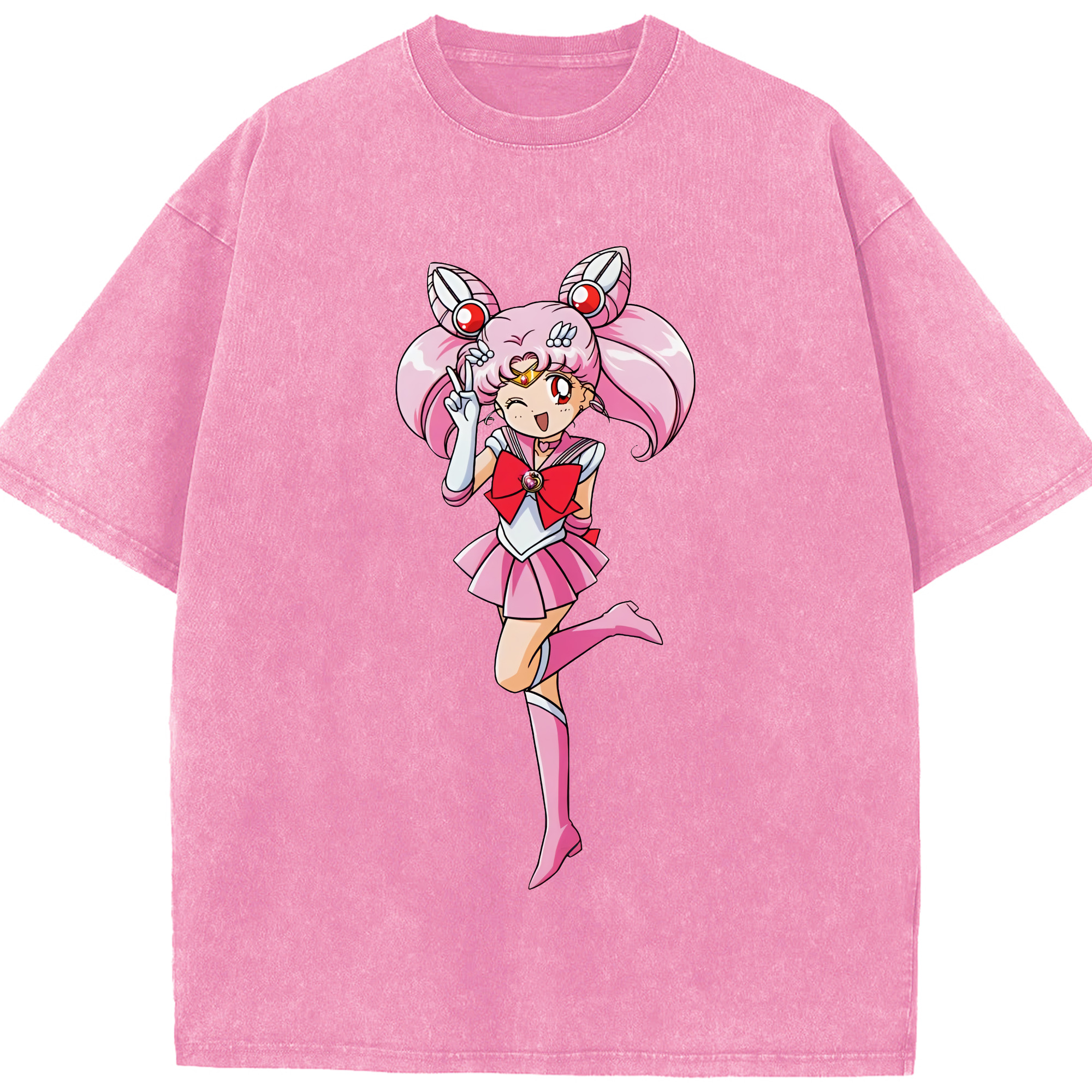 （画像用） 美少女戦士セーラームーン ちびうさ Sailor Moon Chibiusa Tsukino Usagi Small Lady Serenity 綿100% ヴィンテージ風 半袖Tシャツ（フロントプリント）